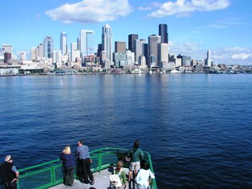This photo of the approach to Seattle, Washington by ferry was taken by photographer Gregory Runyan of Olathe, Kansas.